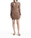 Stella Mccartney Layered Slash-cutout Paillette Knit Mini Dress In 1265 Greygold