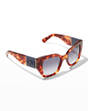 Ferragamo Gancini 51mm Gradient Modified Rectangular Sunglasses In Red Tortoise