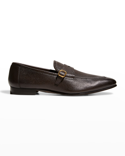 Tom Ford Men's Martin Apron Toe Leather Loafers In Brown