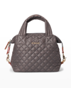 Mz Wallace Sutton Deluxe Small Metallic Top-handle Bag In Medium Grey