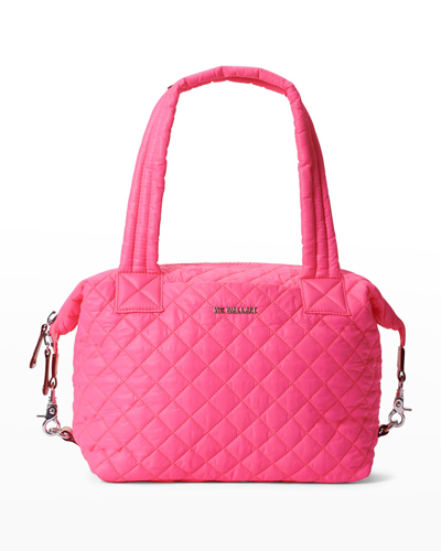 Mz Wallace Sutton Deluxe Medium Quilted Tote Bag In Neon Pink