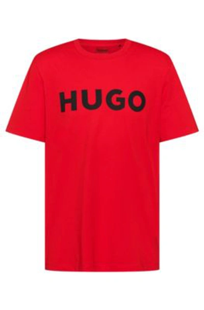 Hugo Boss Cotton-jersey Regular-fit T-shirt With Contrast Logo- Light Pink Men's T-shirts Size S In Light Pink