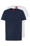 Hugo Boss Two-pack Of Cotton Underwear T-shirts With Vertical Logo In White/dark Blue