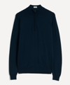 John Smedley Tapton Half-zip Merino Wool Jumper In Orion Green