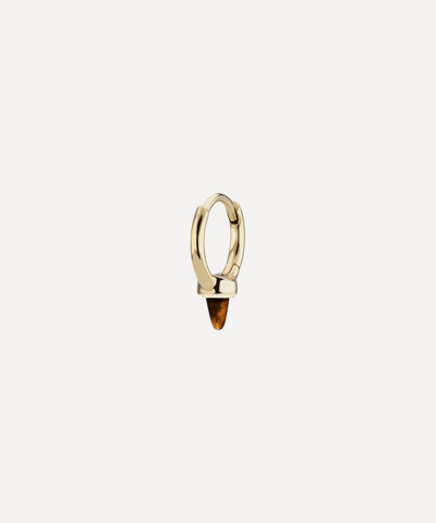 Maria Tash 14ct Gold 8mm Short Tiger S Eye Spike Non-rotating Single Hoop Earring