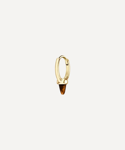 Maria Tash 14ct Gold 6.5mm Short Tiger S Eye Spike Non-rotating Single Hoop Earring