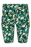 Sweaty Betty Power High Waist Pocket Bike Shorts In Green Geo Maze Print