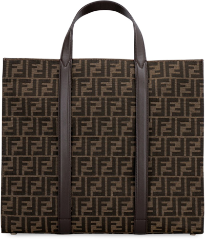 Fendi Ff Jacquard Tote Bag In Brown