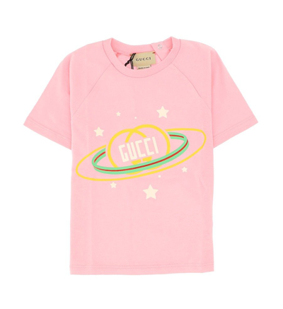 Gucci Kids Graphic Printed Crewneck T In Pink