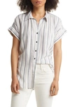 Caslon Stripe Woven Shirt In Ivory Cloud Rainbow Stripe
