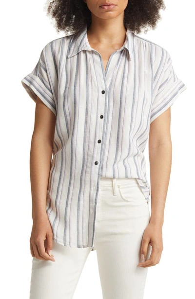 Caslon Stripe Woven Shirt In Ivory- Purple James Stripe