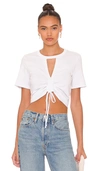 Allsaints Gigi Cutout Ruched Front Cotton T-shirt In White