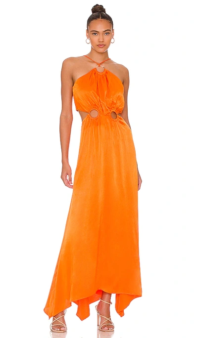 Elliatt Visitant Cut-out Satin Maxi Dress In Orange
