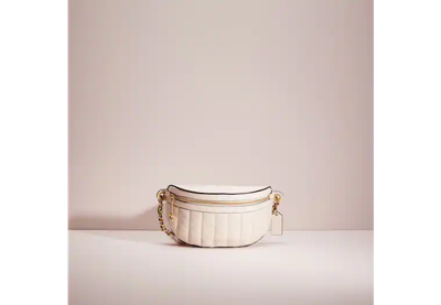 Coach Restored Chain Belt Bag With Quilting In Brass/chalk