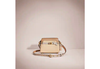 Coach Restored Tate 18 Crossbody With Snakeskin Detail In Brass/ivory Multi