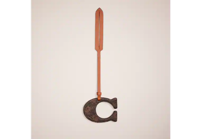 Coach Remade Signature Bag Charm In Brown/multi