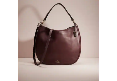 Coach Restored Mae Hobo In Light Gold/oxblood