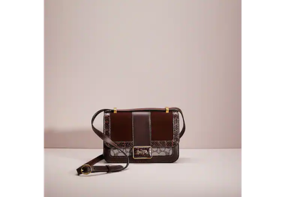 Coach Restored Alie Shoulder Bag In Signature Jacquard With Snakeskin Detail In Brass/oak Maple