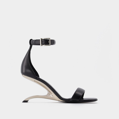 Alexander Mcqueen Runway Sculpted-metal And Leather Sandals In Black