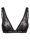DSQUARED2 D-SQUARED2 WOMAN'S BLACK LACE BRA WITH  LOGO PRINT