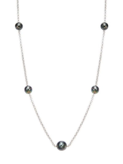 Masako Women's Sterling Silver & 9-11mm Cultured Tahitian Pearl Station Necklace