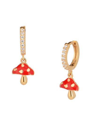 Gabi Rielle Women's 14k Gold Vermeil, Crystal & Enamel Mushroom Drop Huggie Earrings