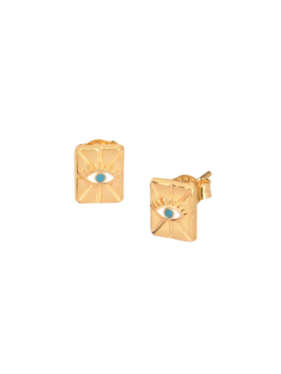 Gabi Rielle Women's 14k Gold Vermeil & Handpainted French Enamel Lucky Eye Stud Earrings