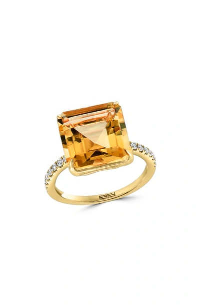 Effy 14k Yellow Gold Citrine & Pavé Diamond Ring In Orange
