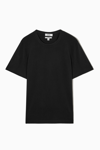 Cos Regular-fit Brushed Cotton T-shirt In Black