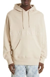 Givenchy Embroidered Logo Cotton Hoodie In Light Beige