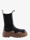 Bottega Veneta Tire Contrasting-panel Ankle Boots In Black