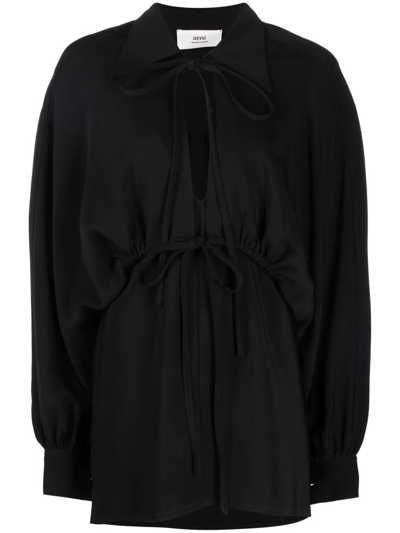 Ami Alexandre Mattiussi Front Tie-fastening Dress In Black