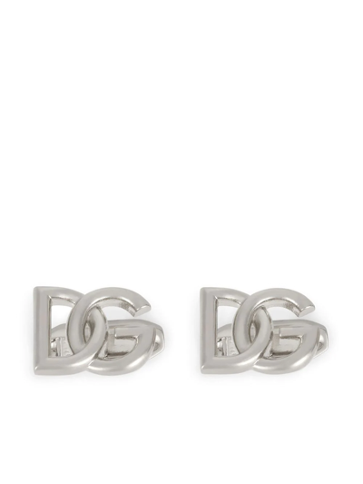 Dolce & Gabbana Men's Crossed Logo Brass Cufflinks In Silver_palladium