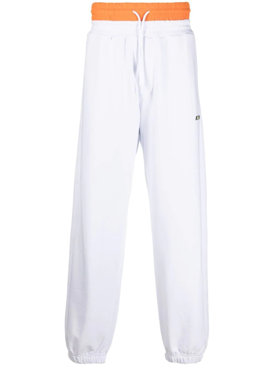 Msgm Double Waistband Track Trousers In Weiss