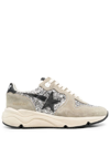 Golden Goose Running Sole Glitter-embellished Sneakers In Grau