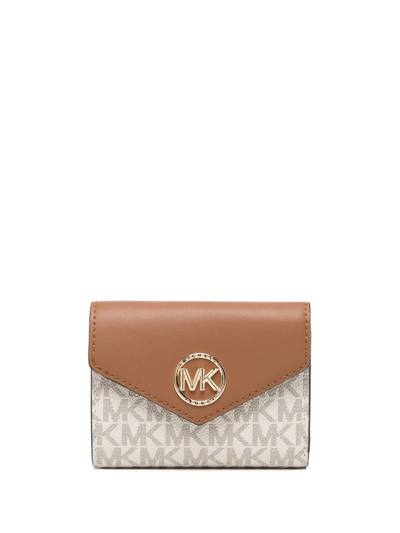 Michael Michael Kors Greenwich Logo-print Leather Cardholder In Braun