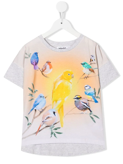 Molo Organic-cotton Bird-print T-shirt In Neutrals
