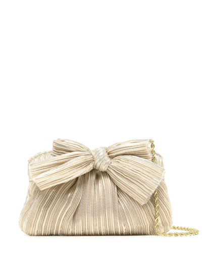 Loeffler Randall Plissé Metallic Bow Crossbody Bag In Silver