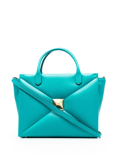 Valentino Garavani One Stud Leather Tote Bag In Green