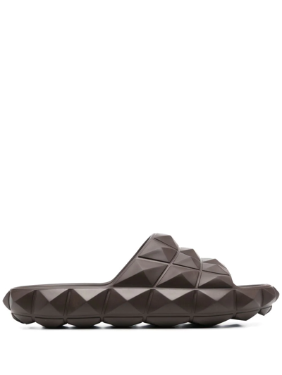 Valentino Garavani Valentino Roman Stud Rubber Slide In Brown