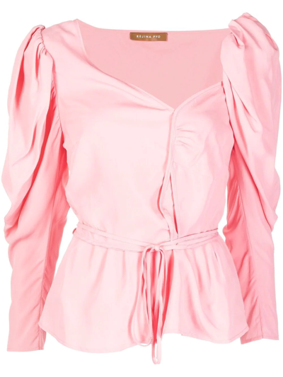 Rejina Pyo Puff-sleeve Tie-fastening Blouse In Pink