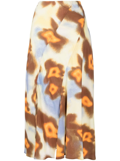 Rejina Pyo Remi Floral-print Midi Skirt In Yellow