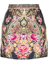 Camilla High-rise Printed Silk Mini Skirt In Schwarz