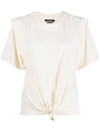 Isabel Marant Zelikia Tie Front Cotton T-shirt In Nude