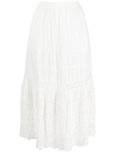Loveshackfancy Quill Midi Skirt In White