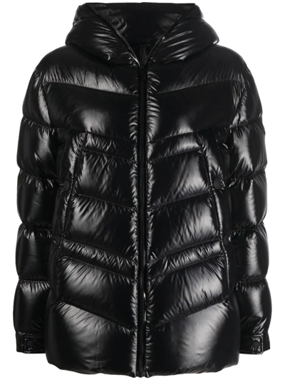 Moncler Hooded Padded Coat In Black