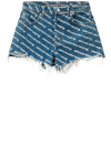 Alexander Wang Bite Logo Cotton Denim Shorts In Blue