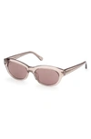 Bally 54mm Round Sunglasses In Shiny Light Brown / Brown