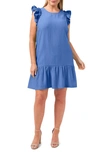 Cece Ruffle Trim Shift Dress In Blue Jay