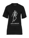 Rabanne Cotton Tshirt With Print In Black